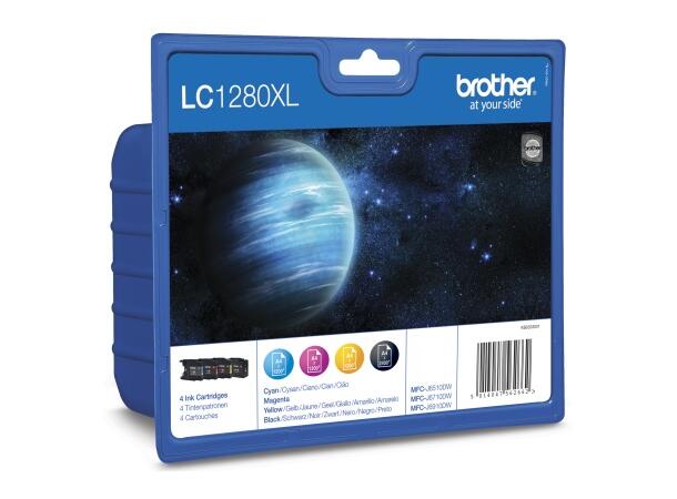 Blekk BROTHER LC1280XLY value pack Skriverpatron 1xsvart, gul, cyan, magent 